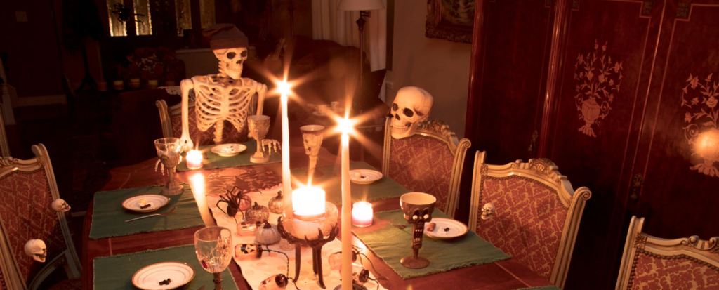 The frightening candlelit dining area.